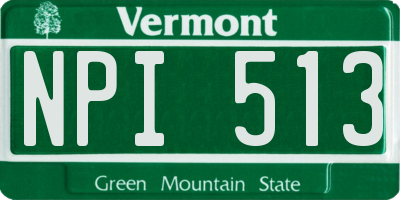 VT license plate NPI513