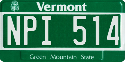 VT license plate NPI514