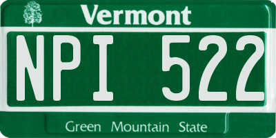 VT license plate NPI522