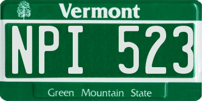 VT license plate NPI523