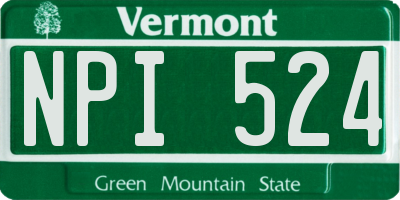 VT license plate NPI524