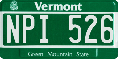 VT license plate NPI526