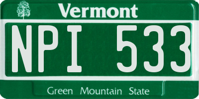 VT license plate NPI533