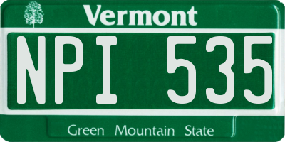 VT license plate NPI535