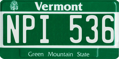 VT license plate NPI536