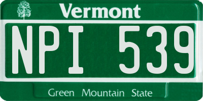 VT license plate NPI539