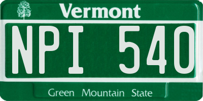 VT license plate NPI540