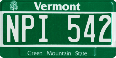 VT license plate NPI542