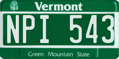 VT license plate NPI543