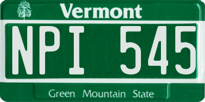VT license plate NPI545