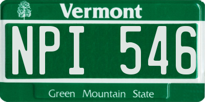 VT license plate NPI546