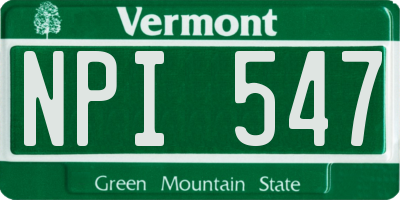 VT license plate NPI547