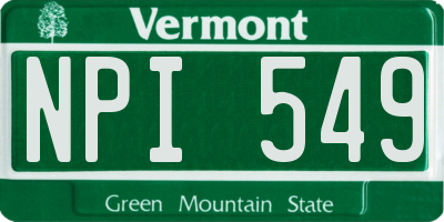 VT license plate NPI549