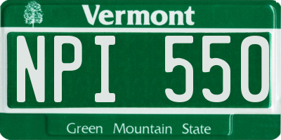 VT license plate NPI550