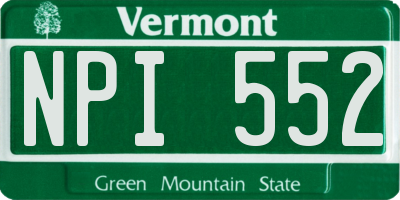 VT license plate NPI552