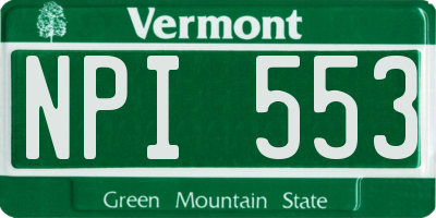 VT license plate NPI553