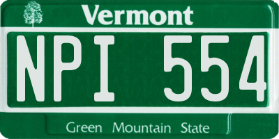 VT license plate NPI554