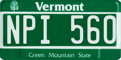 VT license plate NPI560