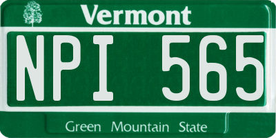 VT license plate NPI565