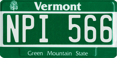 VT license plate NPI566