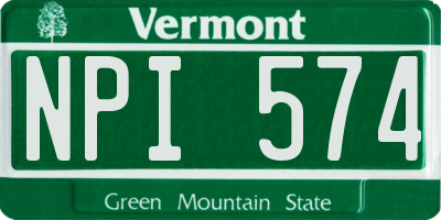 VT license plate NPI574