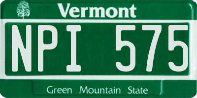VT license plate NPI575