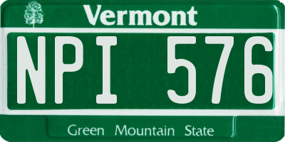 VT license plate NPI576