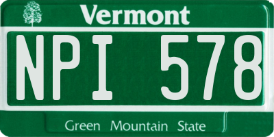 VT license plate NPI578