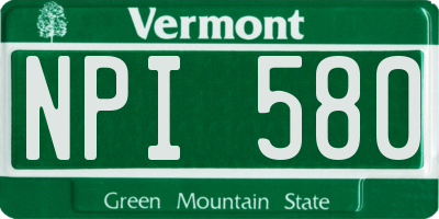 VT license plate NPI580