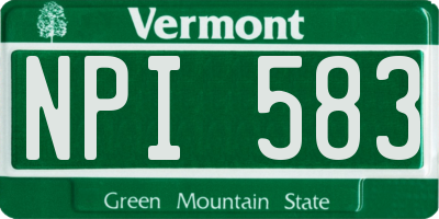 VT license plate NPI583