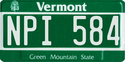 VT license plate NPI584