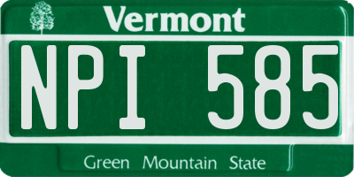VT license plate NPI585