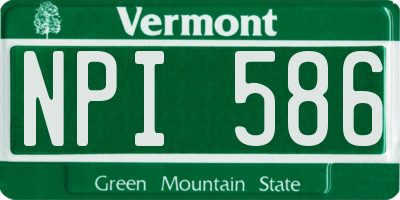 VT license plate NPI586