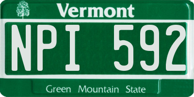 VT license plate NPI592