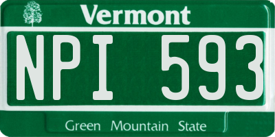 VT license plate NPI593