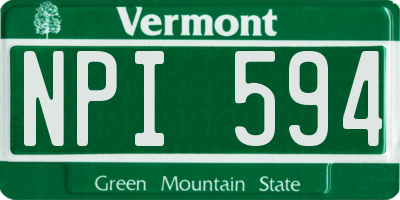 VT license plate NPI594