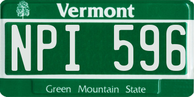 VT license plate NPI596