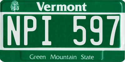 VT license plate NPI597