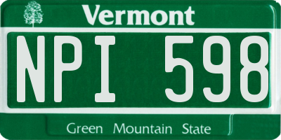 VT license plate NPI598