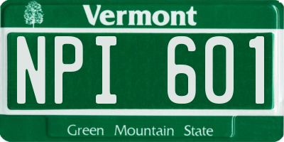 VT license plate NPI601