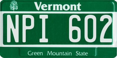 VT license plate NPI602