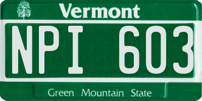 VT license plate NPI603