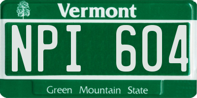 VT license plate NPI604
