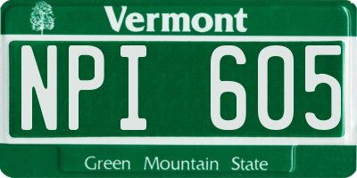 VT license plate NPI605