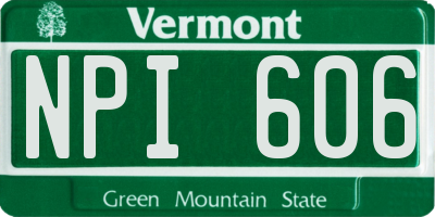 VT license plate NPI606