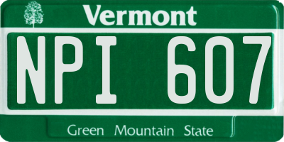 VT license plate NPI607