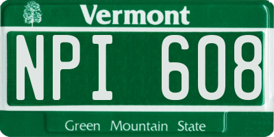 VT license plate NPI608