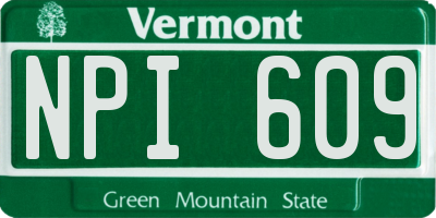 VT license plate NPI609