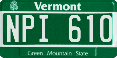 VT license plate NPI610