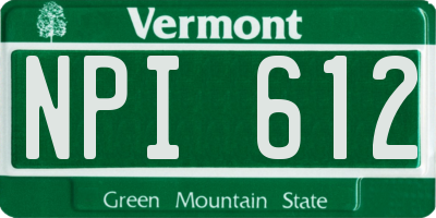 VT license plate NPI612
